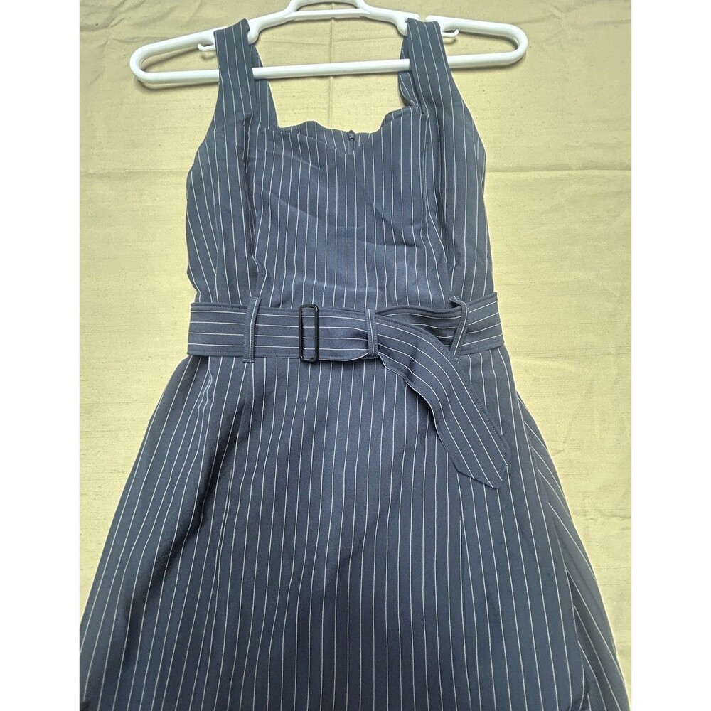 ⁠Banana Republic Navy Pinstripe Maxi Dress 4 Tall Belted Sleeveless Slit⁠ - Picture 12 of 12